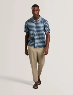 Tile Print Tencel Short Sleeve Shirt