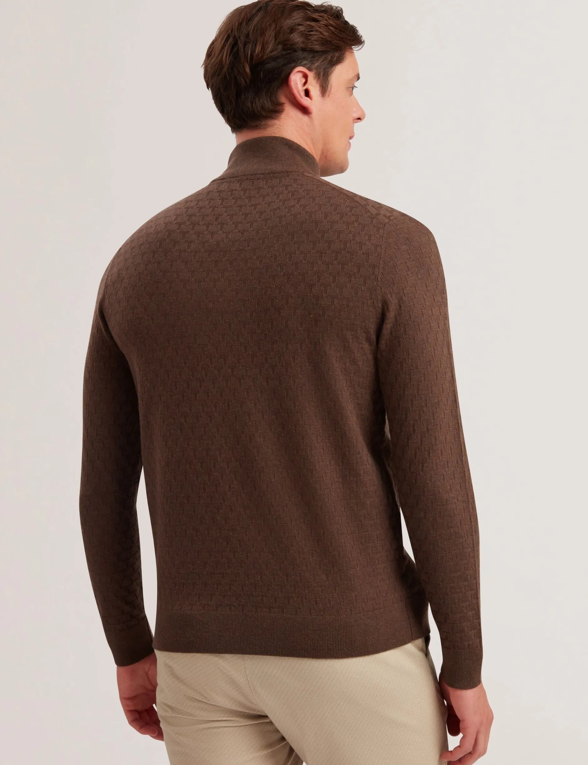 T Knit Half Zip Funnel Neck Jumper