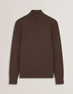 T Knit Half Zip Funnel Neck Jumper