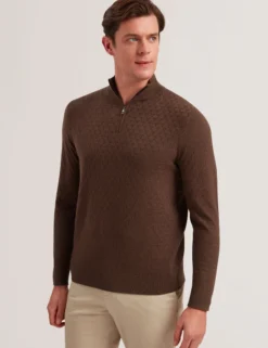 T Knit Half Zip Funnel Neck Jumper