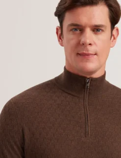 T Knit Half Zip Funnel Neck Jumper