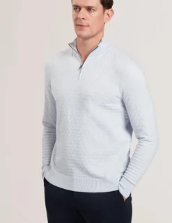 T Knit Half Zip Funnel Neck Jumper
