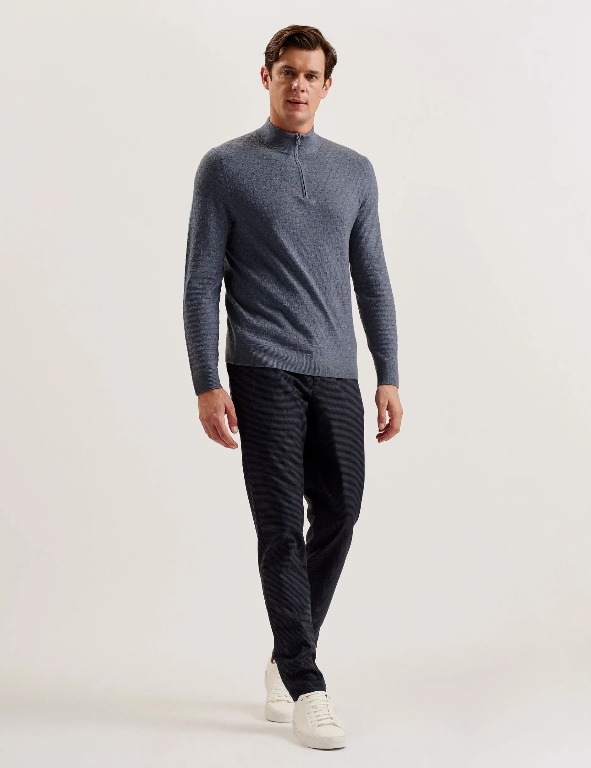 T Knit Half Zip Funnel Neck Jumper