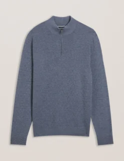 T Knit Half Zip Funnel Neck Jumper