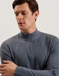 T Knit Half Zip Funnel Neck Jumper