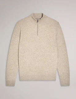 T Knit Half Zip Funnel Neck Jumper