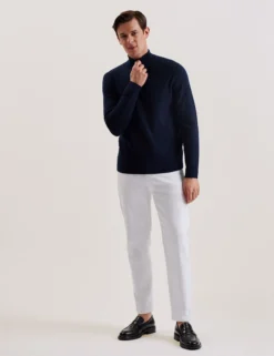 T Knit Half Zip Funnel Neck Jumper