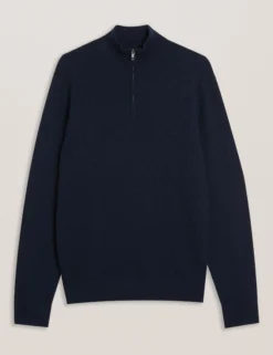 T Knit Half Zip Funnel Neck Jumper