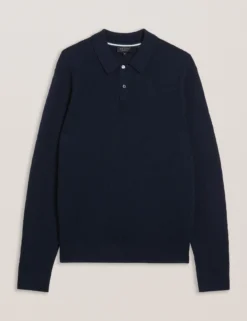 T Knit Long Sleeve Polo Top