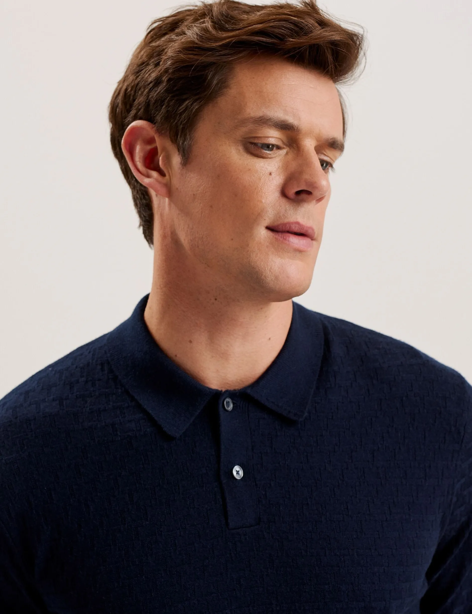 T Knit Long Sleeve Polo Top