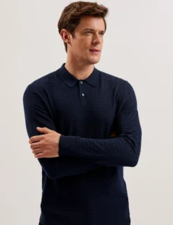 T Knit Long Sleeve Polo Top