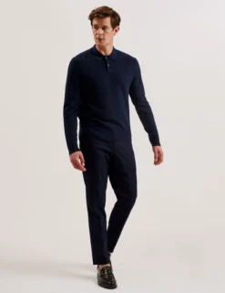 T Knit Long Sleeve Polo Top