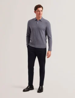 T Knit Long Sleeve Polo Top