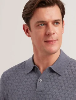 T Knit Long Sleeve Polo Top