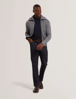 Twisted Yarn Knit Zip-Through Jumper