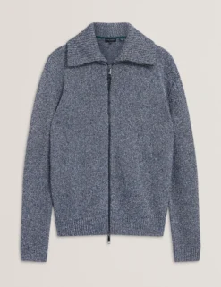 Twisted Yarn Knit Zip-Through Jumper