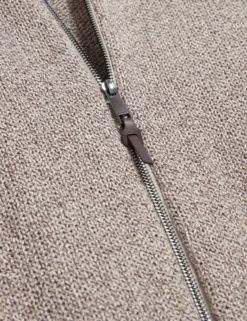 Twisted Yarn Knit Zip-Through Jumper