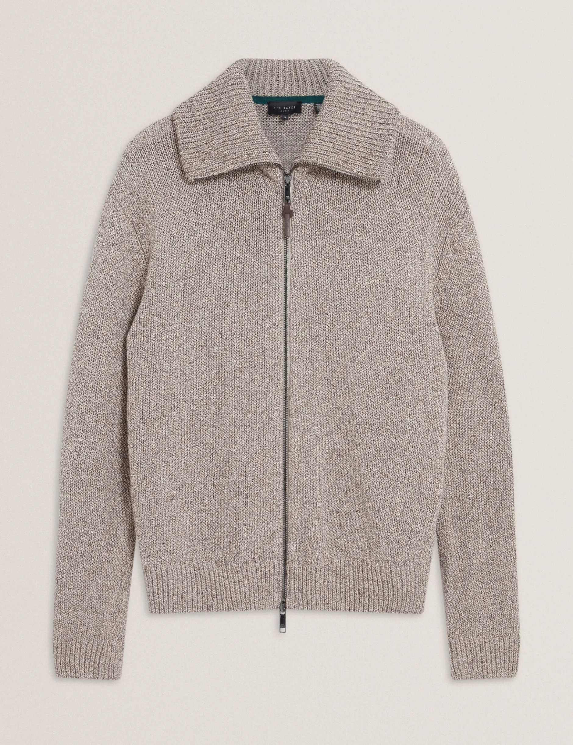 Twisted Yarn Knit Zip-Through Jumper