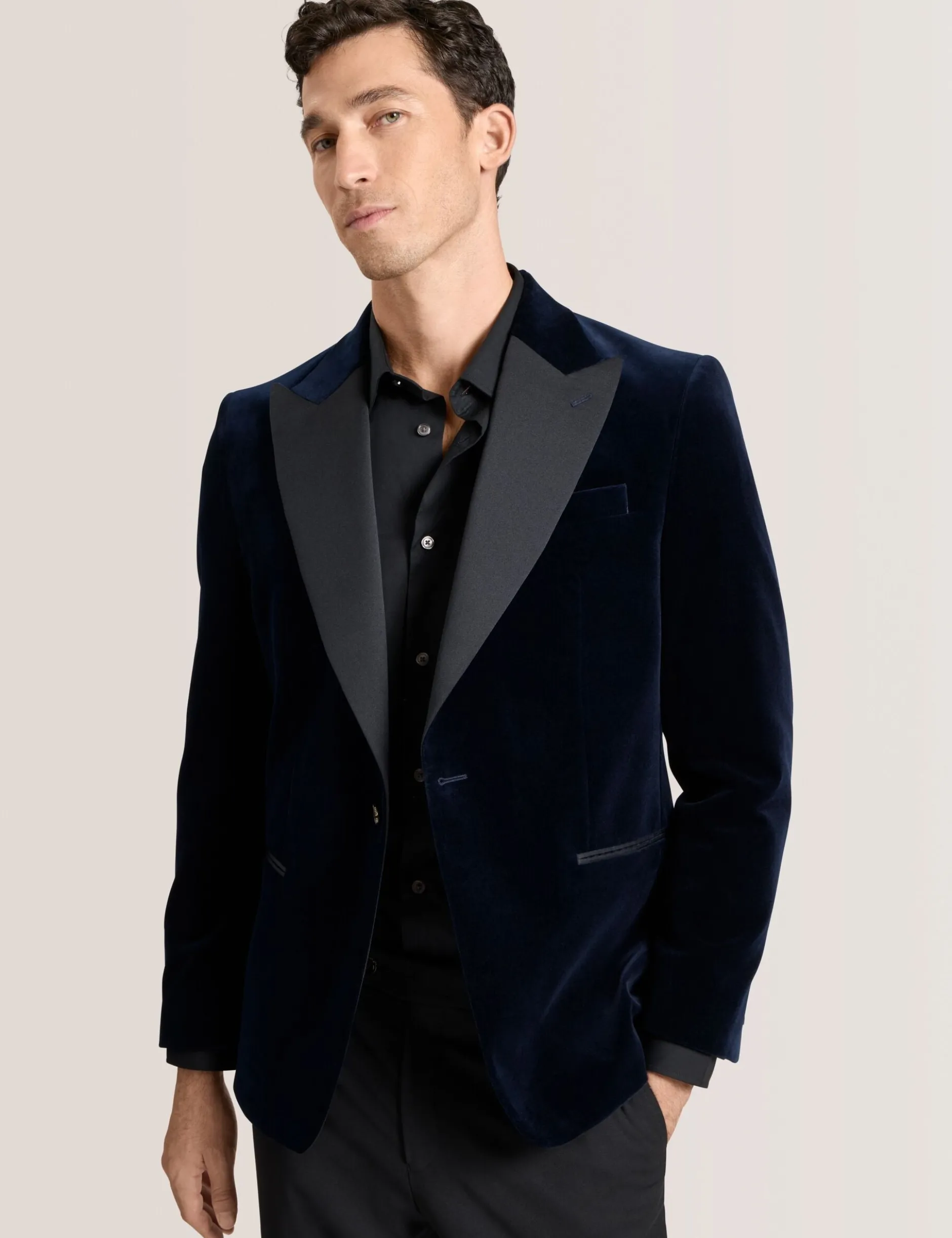 Velvet Single Breasted Tuxedo Jacket