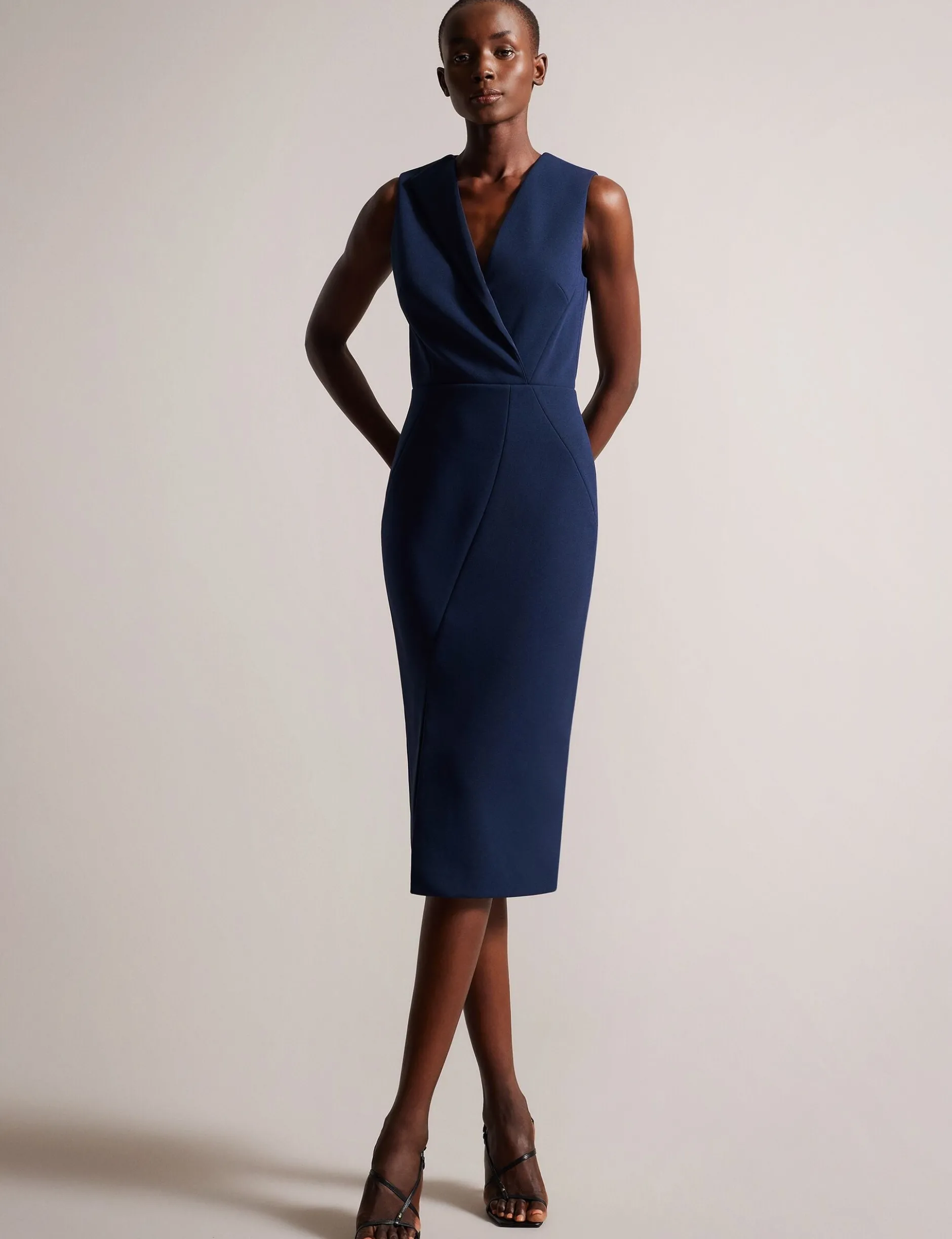 V Neck Bodycon Midi dress