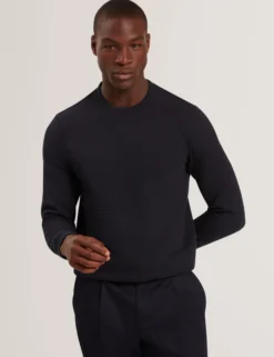 Waffle Knit Crew Neck Sweatshirt