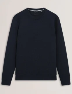 Waffle Knit Crew Neck Sweatshirt