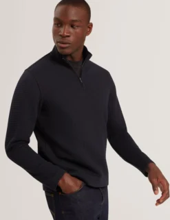 Waffle Knit Quarter Zip Sweatshirt