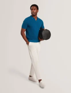 Wave Stitch Pure Cotton Open Neck Polo