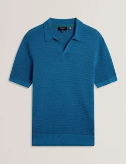 Wave Stitch Pure Cotton Open Neck Polo