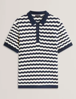 Wavy Stripe Merino Wool Blend Polo