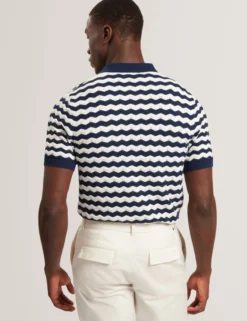 Wavy Stripe Merino Wool Blend Polo