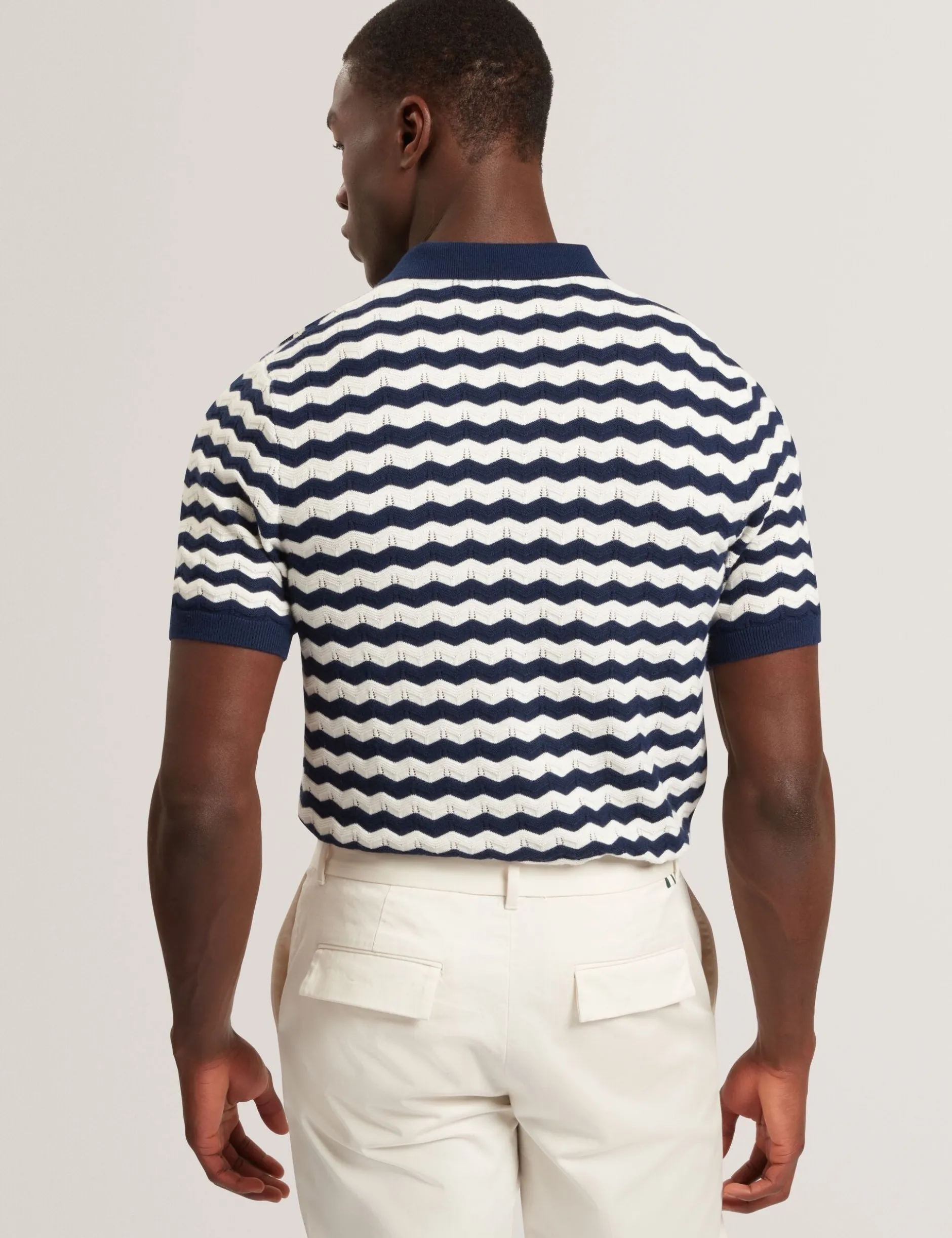 Wavy Stripe Merino Wool Blend Polo