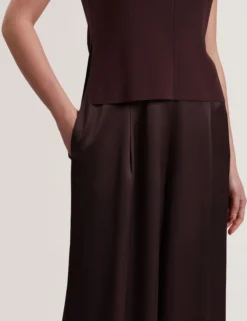 Wide Leg Satin Jumpsuit With Knitted Tank