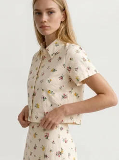 Wildflower Embroidered Cropped Shirt
