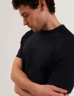 Wool Blend Ribbed Raglan T-Shirt
