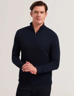 Wool Quarter Zip Funnel Neck Sweater