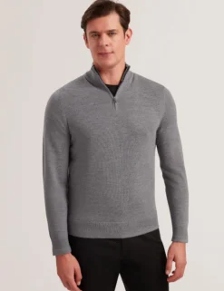 Wool Quarter Zip Funnel Neck Sweater