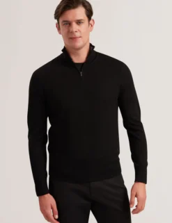 Wool Quarter Zip Funnel Neck Sweater
