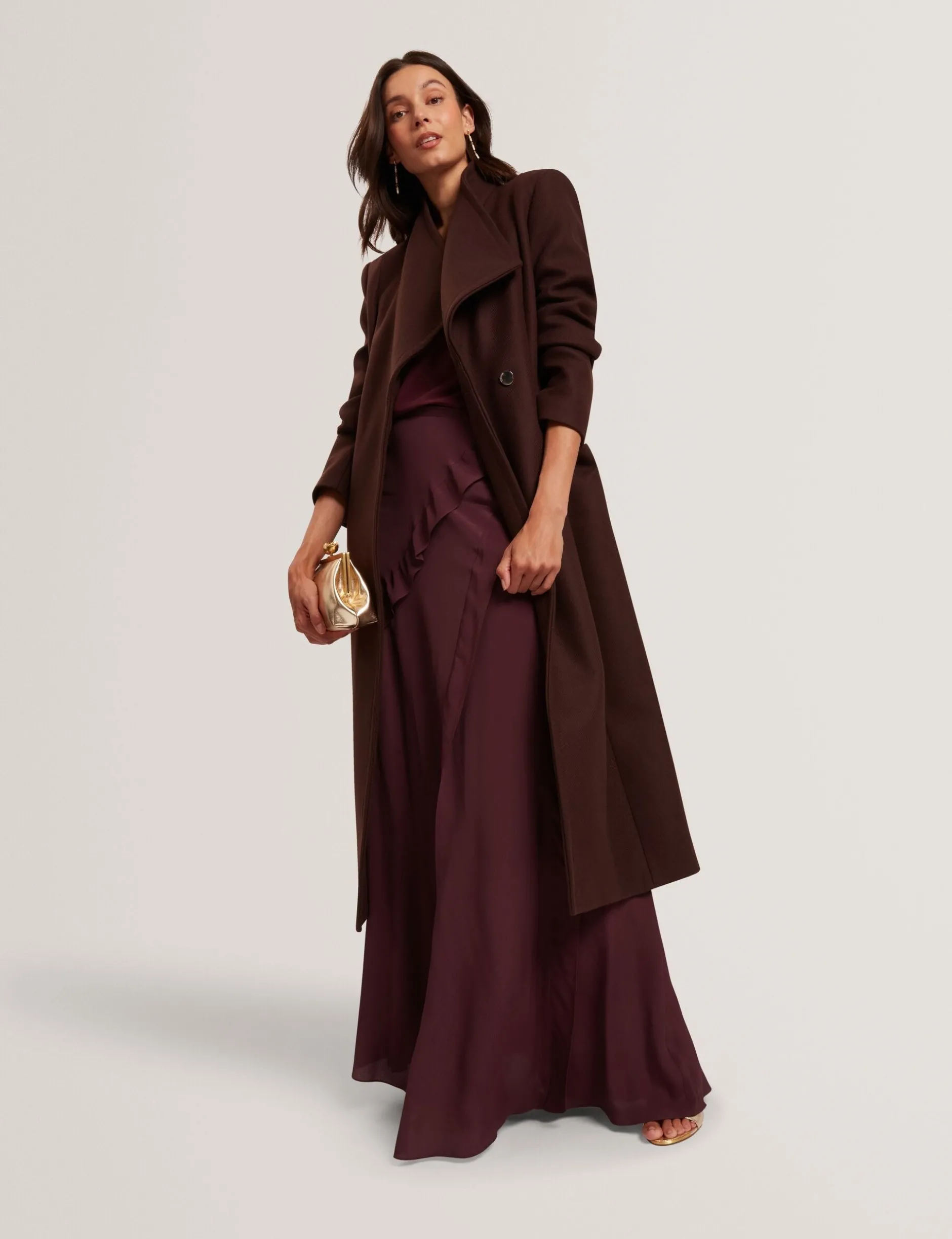 Wool Rich Hourglass Longline Wrap Coat