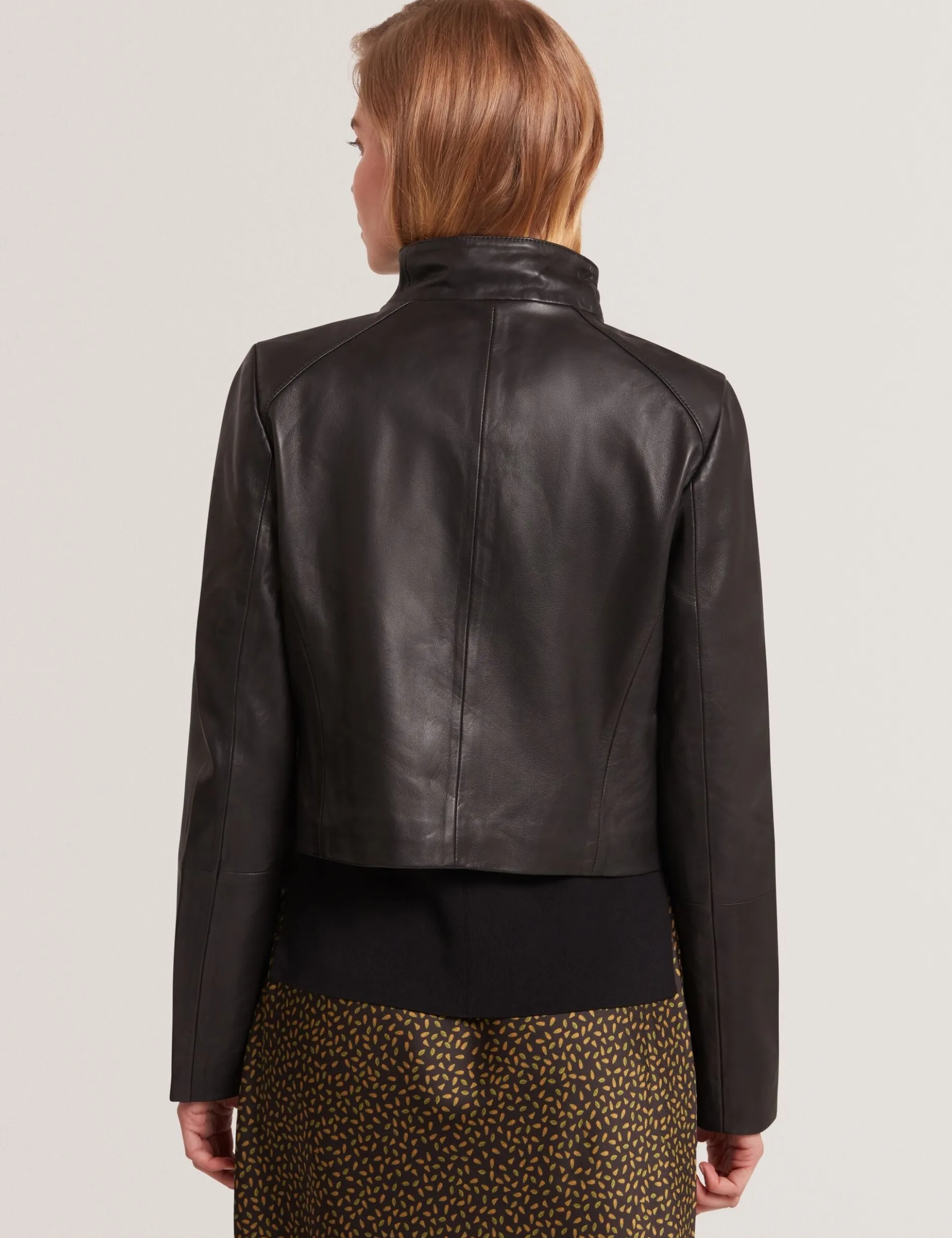 Wrap Front Cropped Leather Jacket