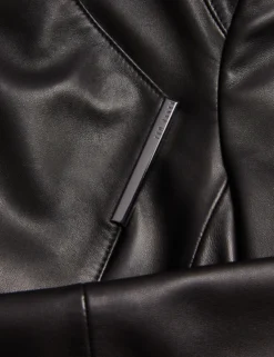 Wrap Front Cropped Leather Jacket
