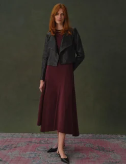 Wrap Front Cropped Leather Jacket