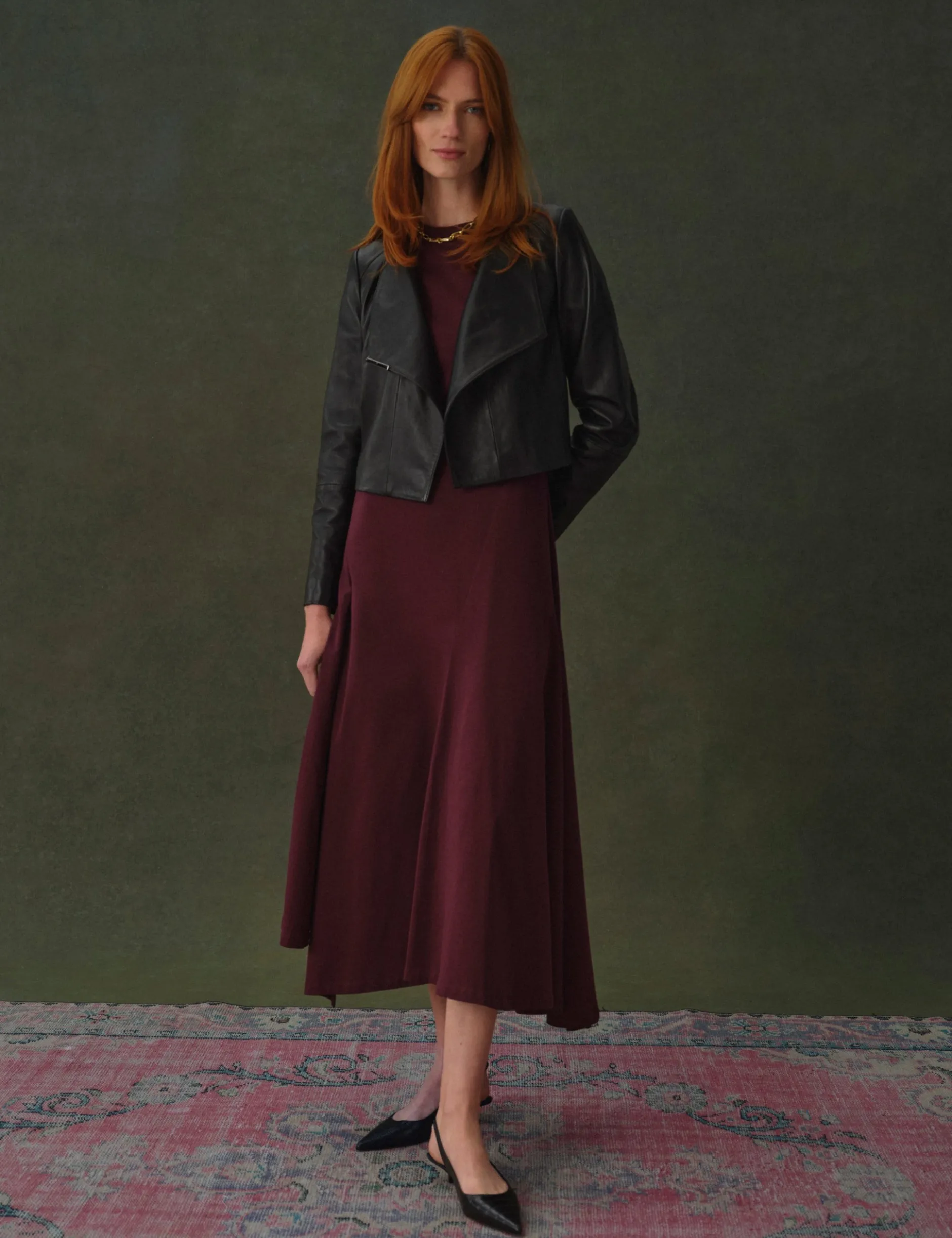 Wrap Front Cropped Leather Jacket