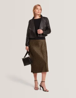 Wrap Front Cropped Leather Jacket