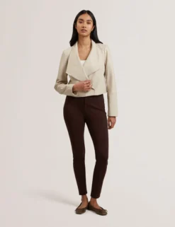 Wrap Front Cropped Leather Jacket