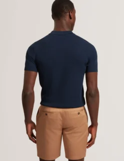 Zig Zag Knit Open Neck Polo