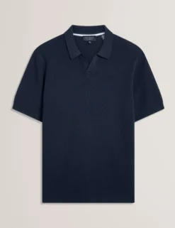 Zig Zag Knit Open Neck Polo
