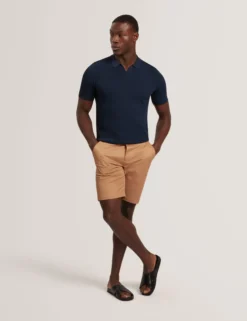 Zig Zag Knit Open Neck Polo