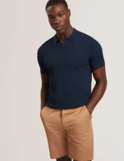 Zig Zag Knit Open Neck Polo