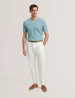 Zig Zag Knit Open Neck Polo